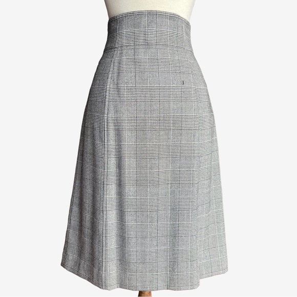 Banana Republic Wool Glen Plaid A-Line Midi Skirt Sz 6 - Picture 3 of 12